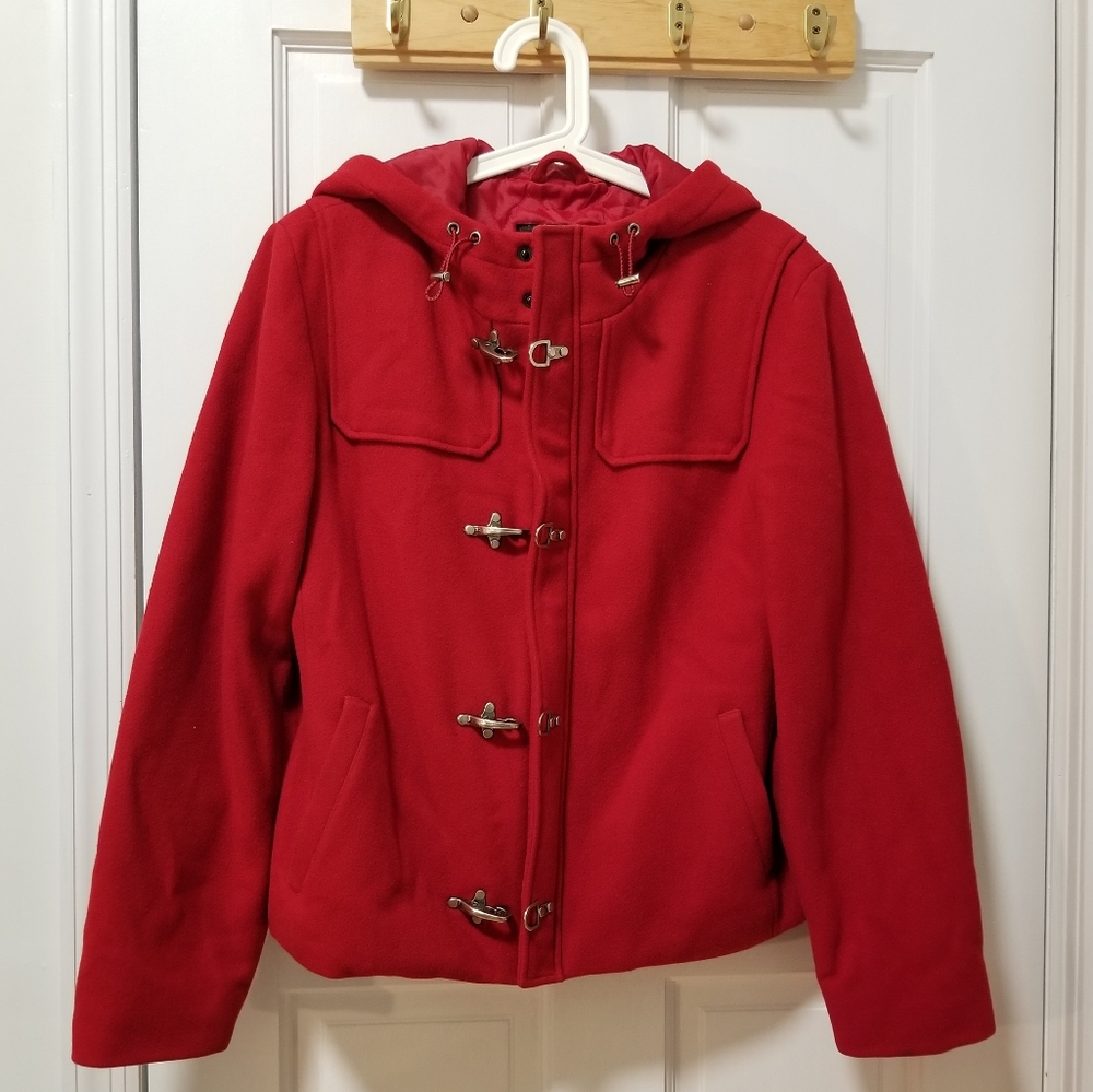 Sold - Ralph Lauren Red Pea Coat with Hood